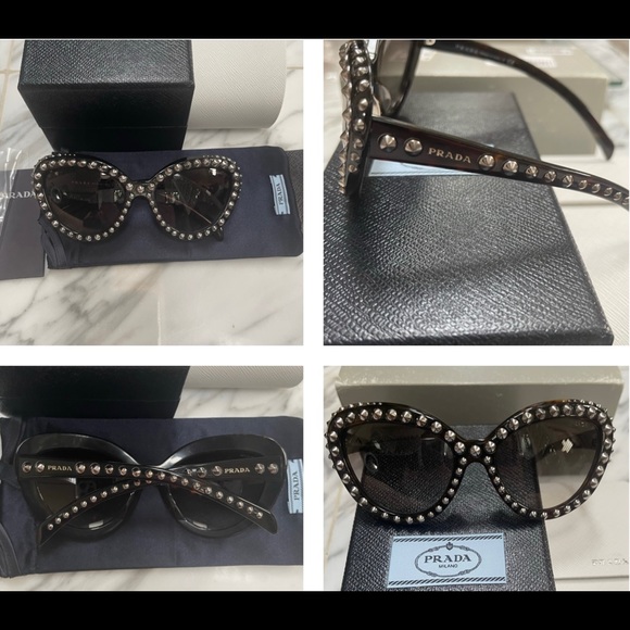 PRADA STUDDED FASHION STATEMENT ARE STUDS AND MORE STUDS ON HAVANA SUNNIES - Picture 16 of 16